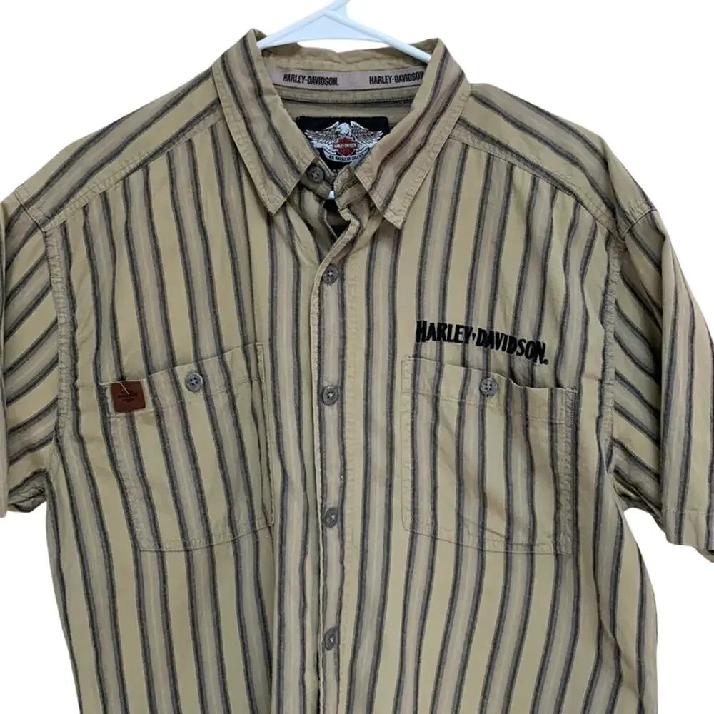 Men's Harley Davidson Short Sleeve Button Down Embroidered Shirt Medioum